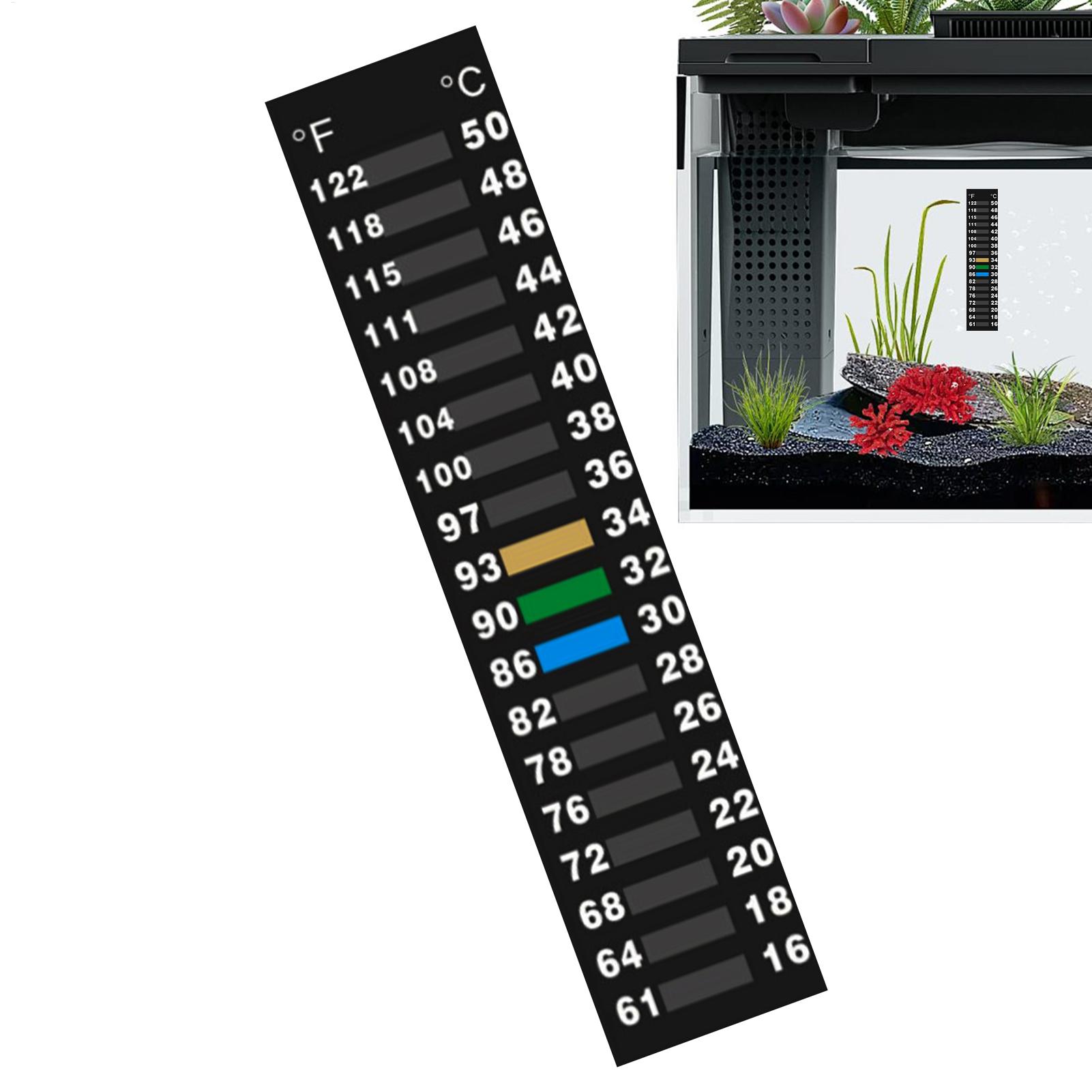 Temperature Strip Thermometer - สติกเกอร์ติดวัดอุณหภูมิ LCD สำหรับติดตามสภาพแวดล้อม แถบตรวจจับอุณหภูมิสำหรับตู้ปลา ตู้เย็น ตู้แช่แข็ง