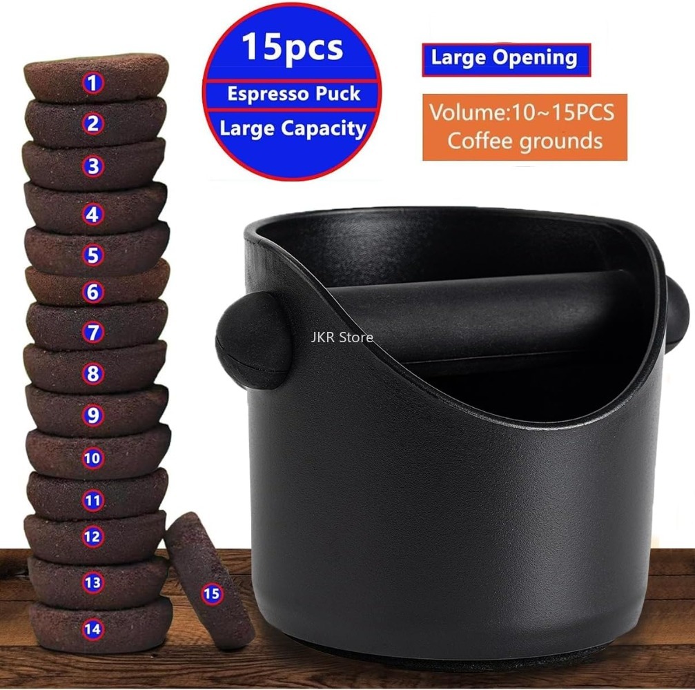 Coffee Knock Box - กล่องทิ้งกากกาแฟเอสเพรสโซ่ ป้องกันการลื่น สำหรับบาริสต้า ใช้ในเคาน์เตอร์คาเฟ่ อุปกรณ์เสริมสำหรับเครื่องบด