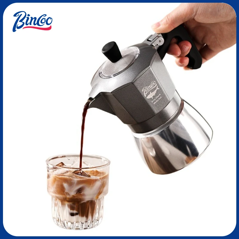 Quality Coffee Equipment - หม้อกาแฟโมก้าพอต Bincoo 2 ถ้วย แบบวาล์วคู่ ทำจากอลูมิเนียมอัลลอยด์