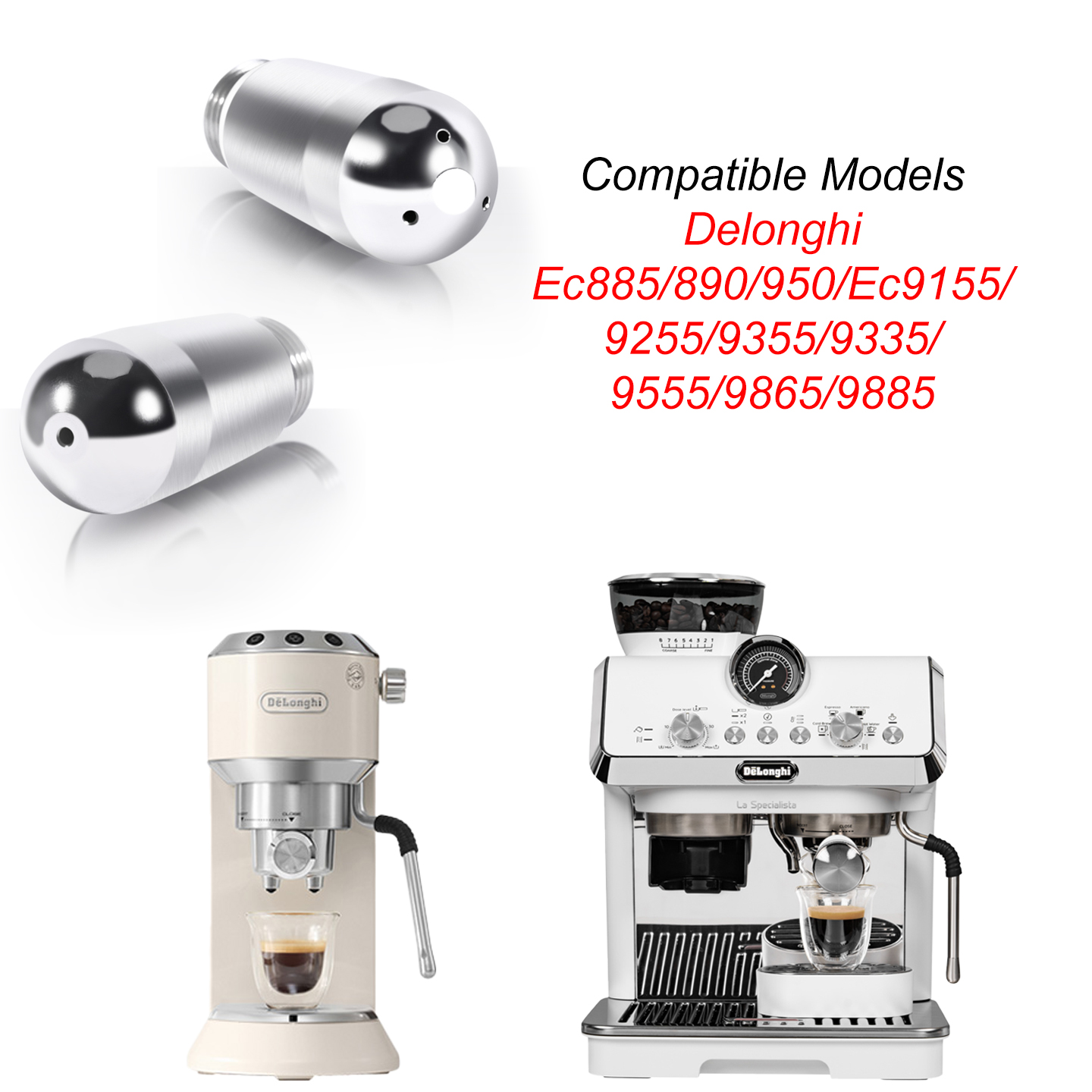 Steam Wand Tip - หัวฉีดไอน้ำสำหรับเครื่องชงกาแฟ Delonghi รุ่น EC885/890/9155/9255/9355/9665/9865 สำหรับทำฟองนมและกาแฟเอสเพรสโซ