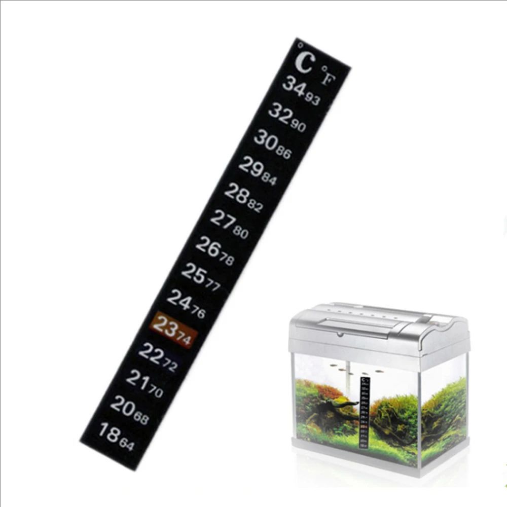 Temperature Strip Thermometer - สติกเกอร์วัดอุณหภูมิแบบติดตู้ปลา 5 ชิ้น/10 ชิ้น แบบเปลี่ยนสีได้ พร้อมกาวในตัว
