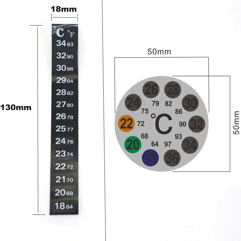 Temperature Strip Thermometer - พิพิธภัณฑ์สัตว์น้ํา ตู้ปลา Strip Stick-on discolor เครื่องวัดอุณหภูมิสติกเกอร์กาว