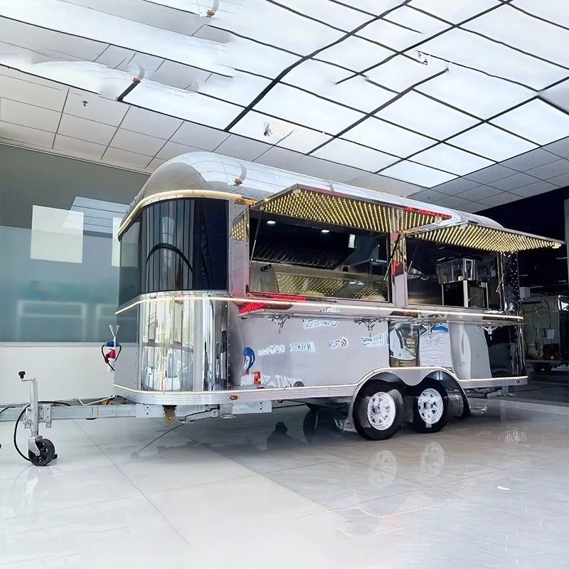 Mobile Coffee Van Equipment - รถพ่วงขายอาหารแบบกำหนดเองพร้อมอุปกรณ์ครบครัน ครัวเคลื่อนที่สำหรับไอศกรีม พิซซ่า กาแฟ ฮอทดอก บาร์บีคิว