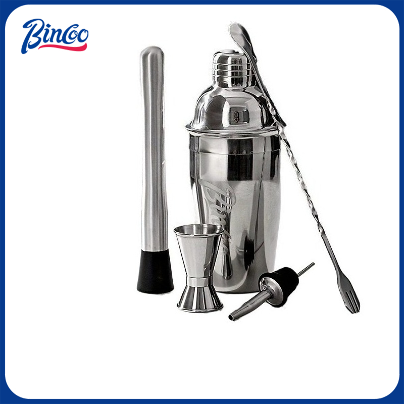 Coffee Equipment And Tools - ชุดแก้วเชคสเตนเลส BINCOO อุปกรณ์ชงกาแฟและชา ชุดเชคกาแฟแบบมือ สำหรับค็อกเทล พร้อมที่รินและจิกเกอร์
