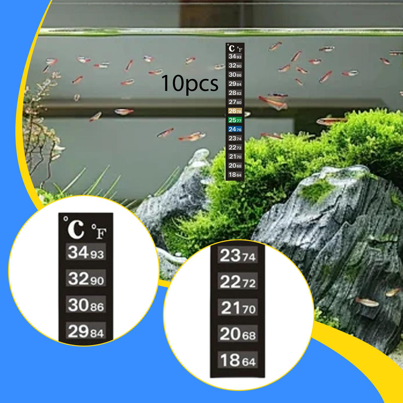 Temperature Strip Thermometer - แถบทดสอบอุณหภูมิในตู้ปลา สติกเกอร์ตัวบ่งชี้แบบดิจิตอล อ่านง่ายสำหรับการควบคุมน้ำในตู้ปลา